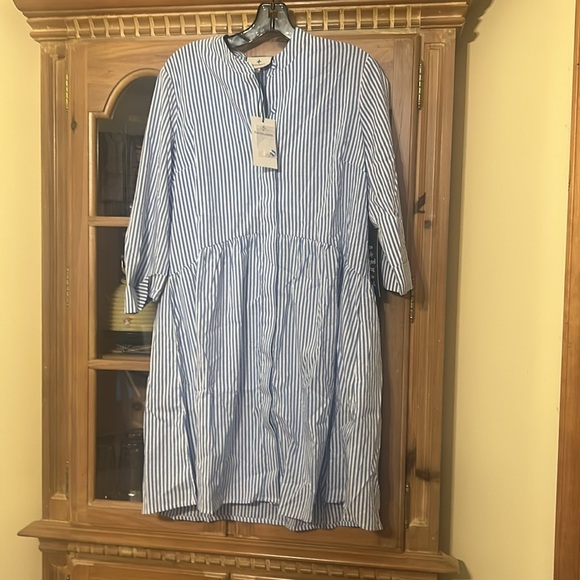 Blue Stripe Royal Shirt Dress TUCKERNUCK - Picture 9 of 13
